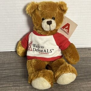 Walk to Defeat ALS Plush Bear Stuffed Animal 2008 Plushland Fuzzy Teddy Bear 9"